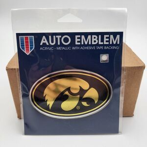 Iowa Hawkeyes WinCraft Auto Emblem Acrylic‎ Metallic with Adhesive Tape Backing